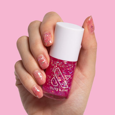 jelly baby jelly baby pink jelly iridescent flake Nail Polish