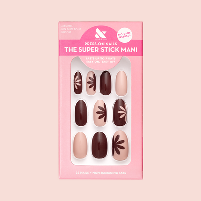 Big Duo Toned Flowers | Medium | Oval - Tab Press-On Big Duo Toned Flowers | Medium | Oval - Tab Press-On  Tab Press-On