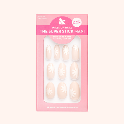 Daisy Pop | Medium | Oval - Tab Press-On Daisy Pop | Medium | Oval - Tab Press-On  Tab Press-On