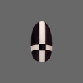 Geometric Plaid | Medium | Oval - Tab Press-On on customer hand