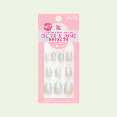 Minty Shimmer | Extra Short | Round - Tab Press-On Minty Shimmer | Extra Short | Round - Tab Press-On  Tab Press-On