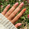 Mixed Quilt Print - Press-On | Short | Almond on customer hand