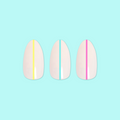 Neon Lines - Press-On | Medium | Almond on customer hand