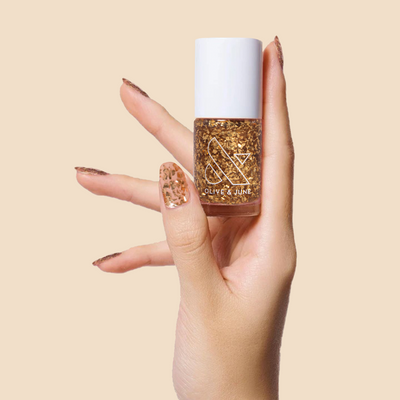 Is it too much? Is it too much? a glimmering gold flake Nail Polish