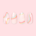 Rainbow Swirl - Press-On | Medium | Almond on customer hand